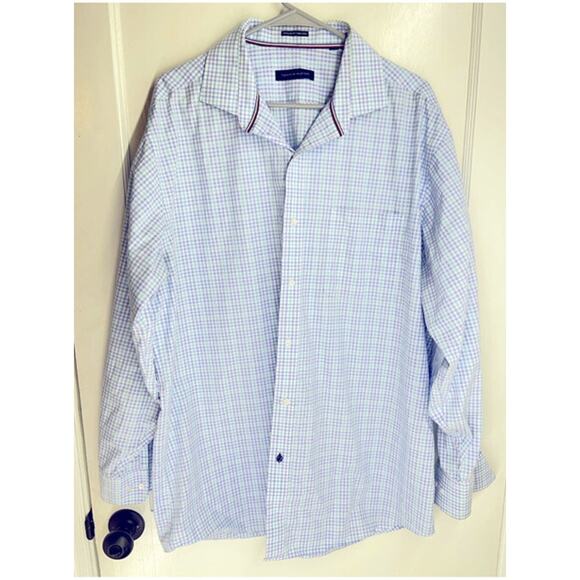 Mens Tommy Hilfiger Shirt Size XL Blue Purple Plaid Long Sleeve Button Down - Picture 1 of 9